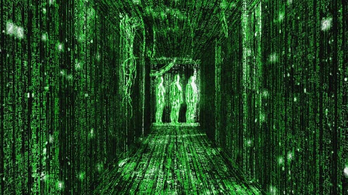 Green digital code corridor from The Matrix aesthetic